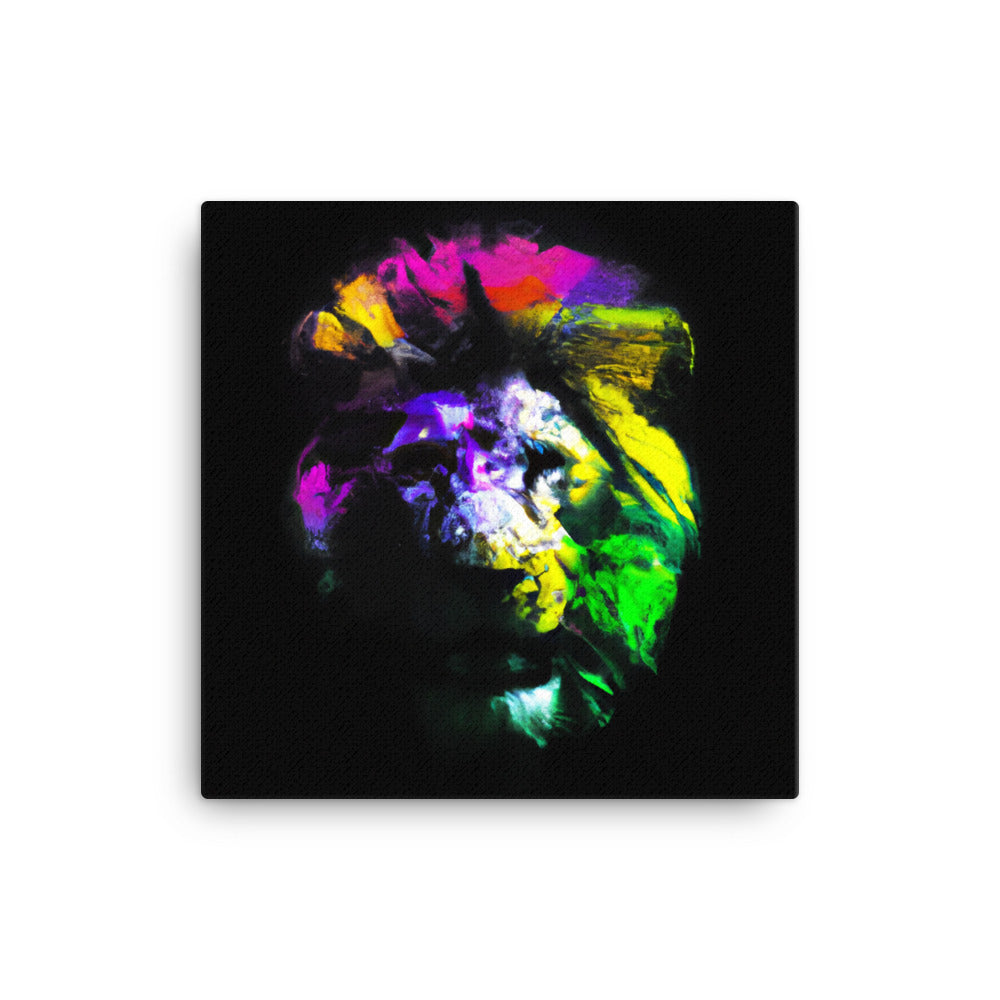 Lion in vibrant hues on black (3 / 4)
