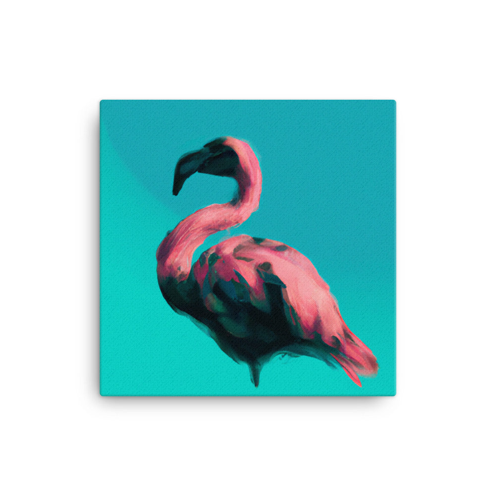 Regal flamingo on aqua
