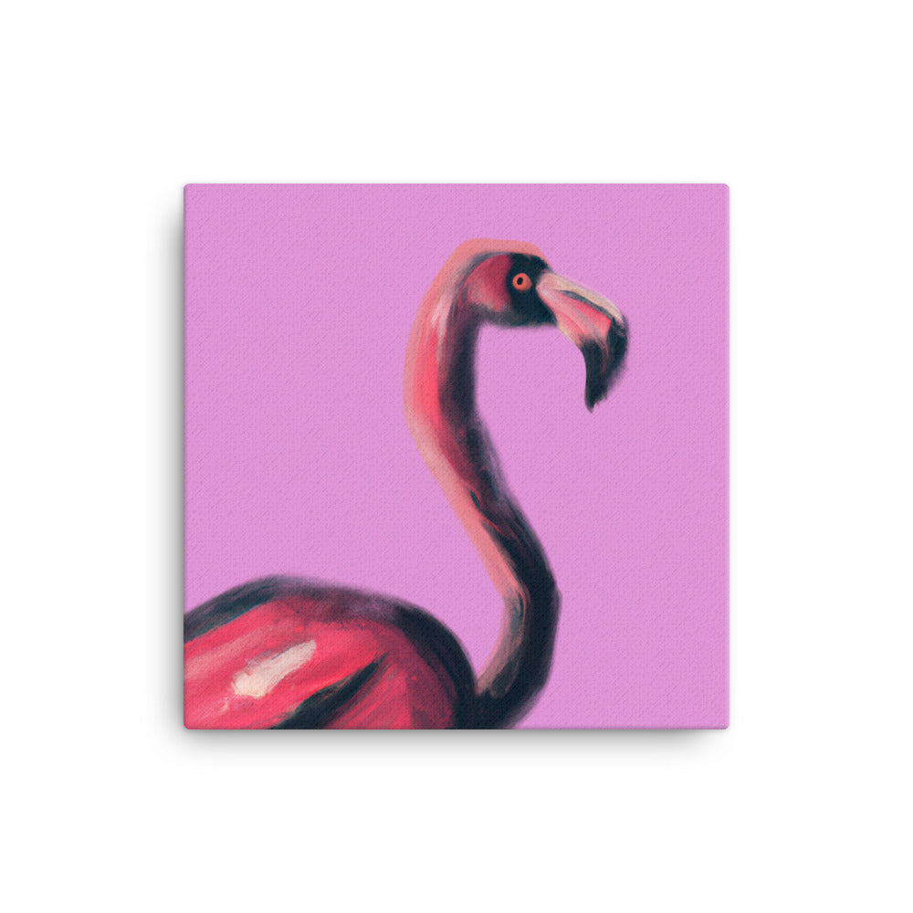 flamingo on two shade of pink