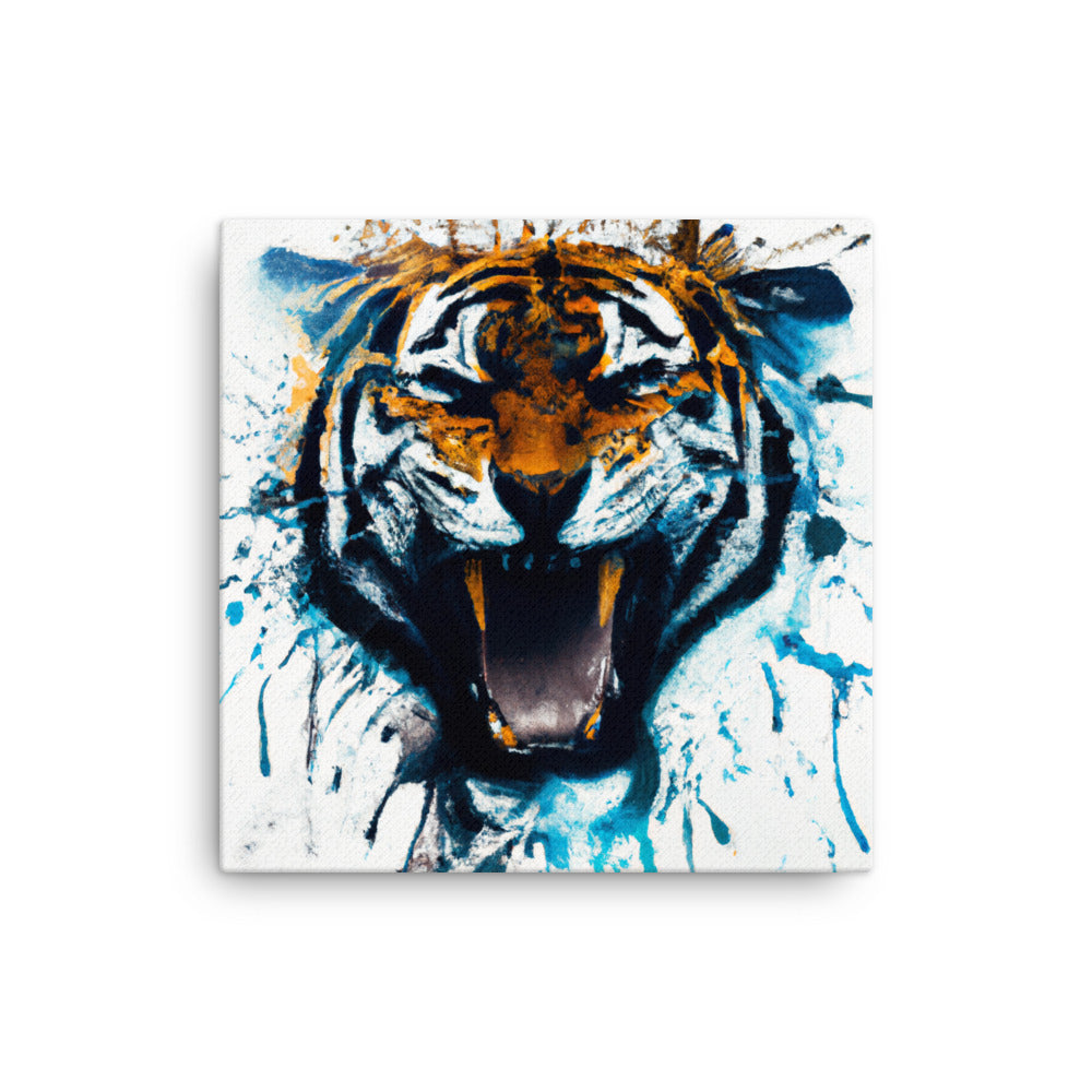 Tiger emerging through canvas (2 / 2)