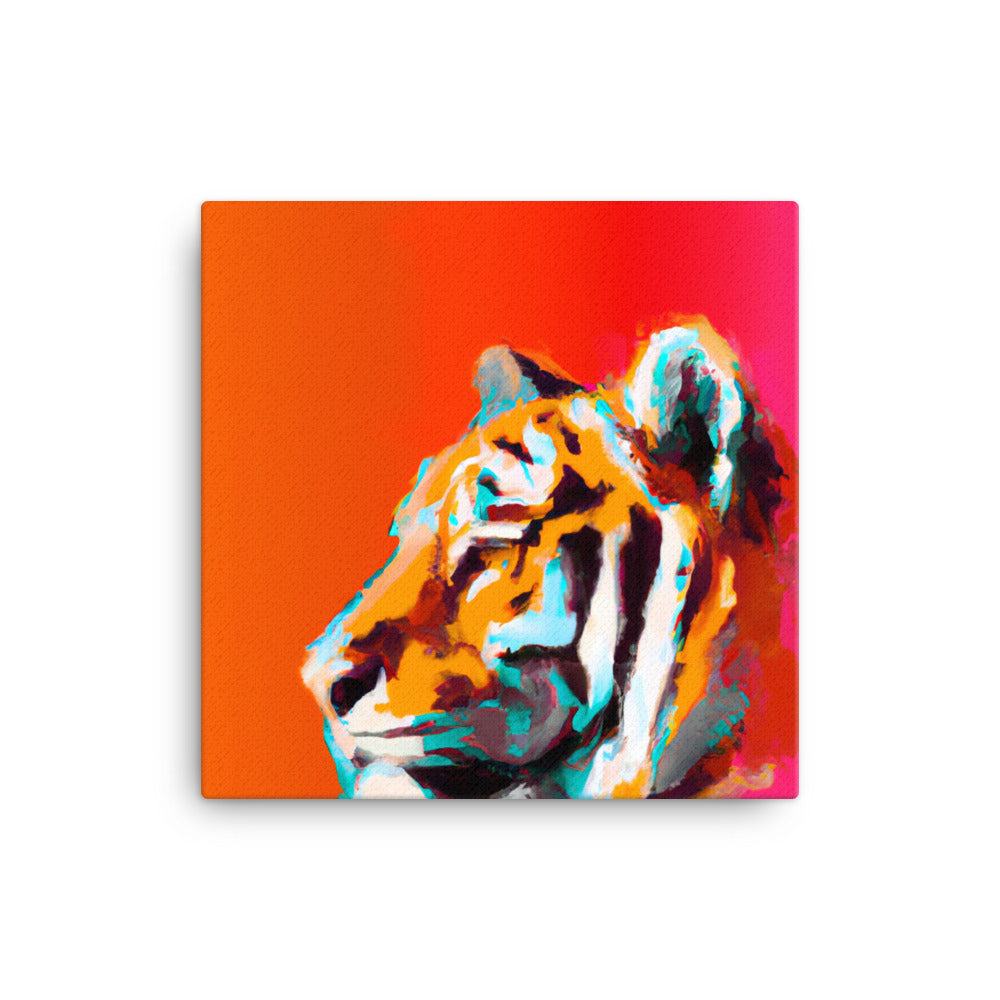 Tiger head on shades of red