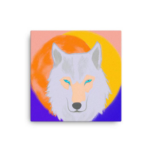 Wolf in sun on pastel backdrop