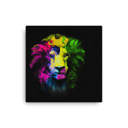 Lion in vibrant hues on black (12/ 4)