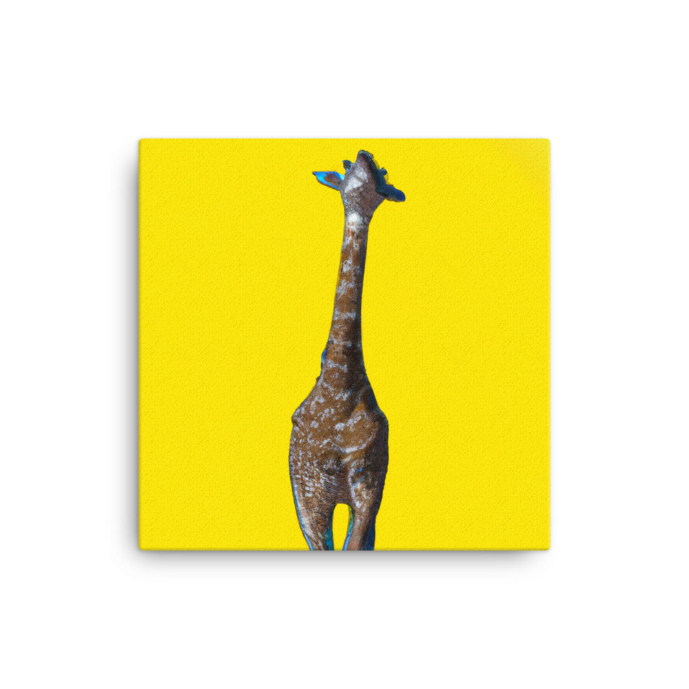 Giraffe on yellow background