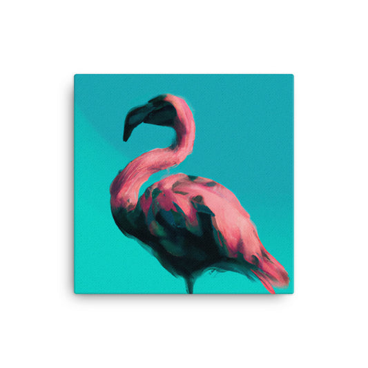 Regal flamingo on aqua