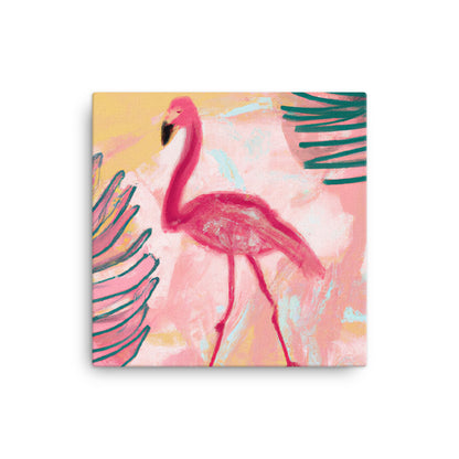 Flamingo emerging from the bush