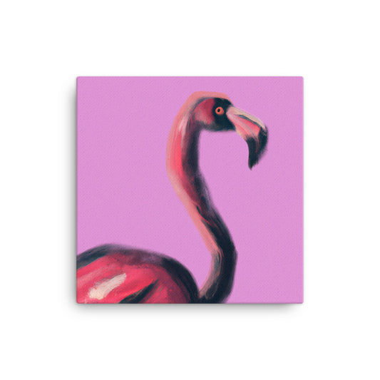 flamingo on two shade of pink