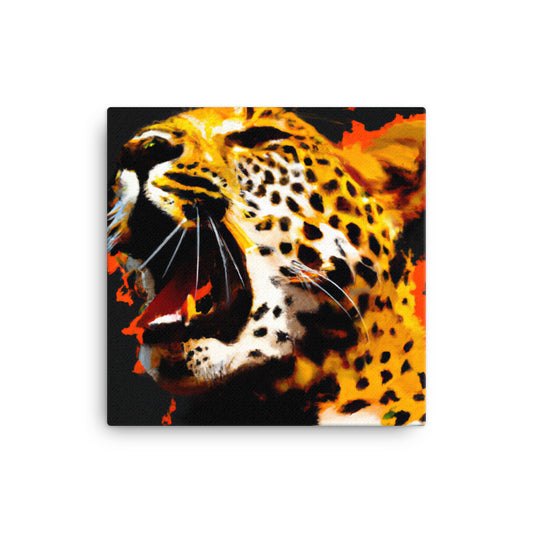 A leopard roars