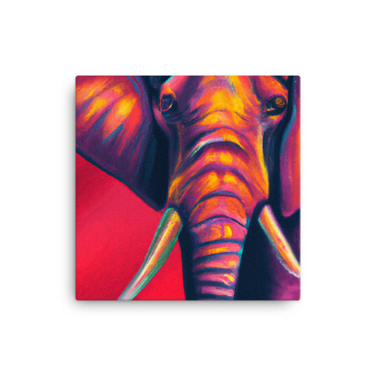 Elephant in hues of red, yellow and purple