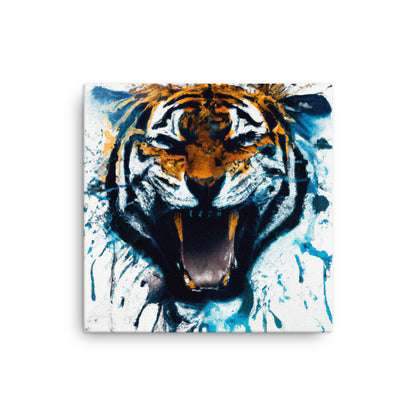 Tiger emerging through canvas (1 / 2)