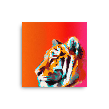 Tiger head on shades of red