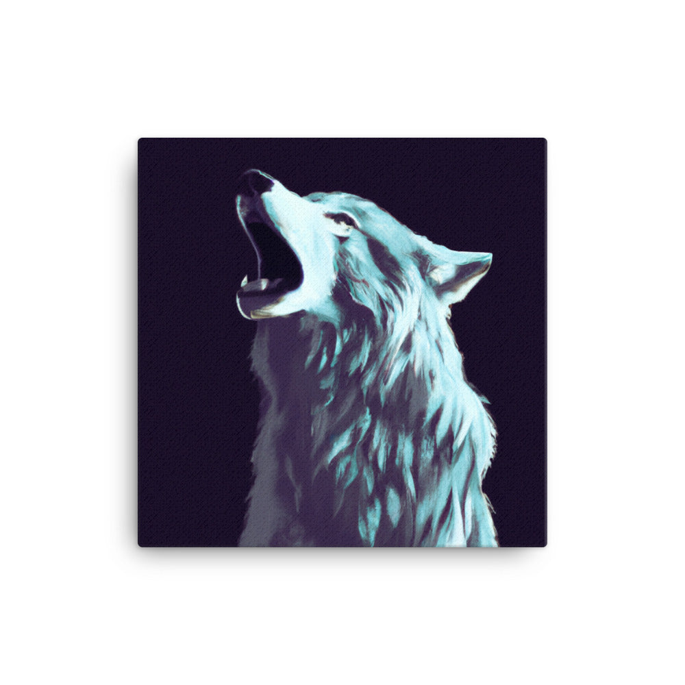 Howling wolf on black