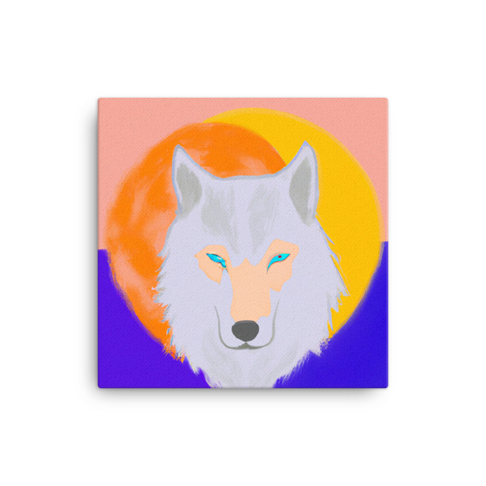 Wolf in sun on pastel backdrop