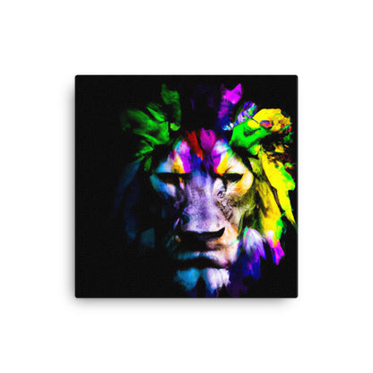 Lion in vibrant hues on black (1 / 4)