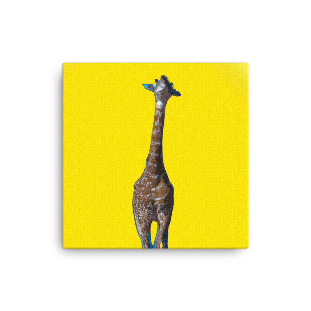 Giraffe on yellow background