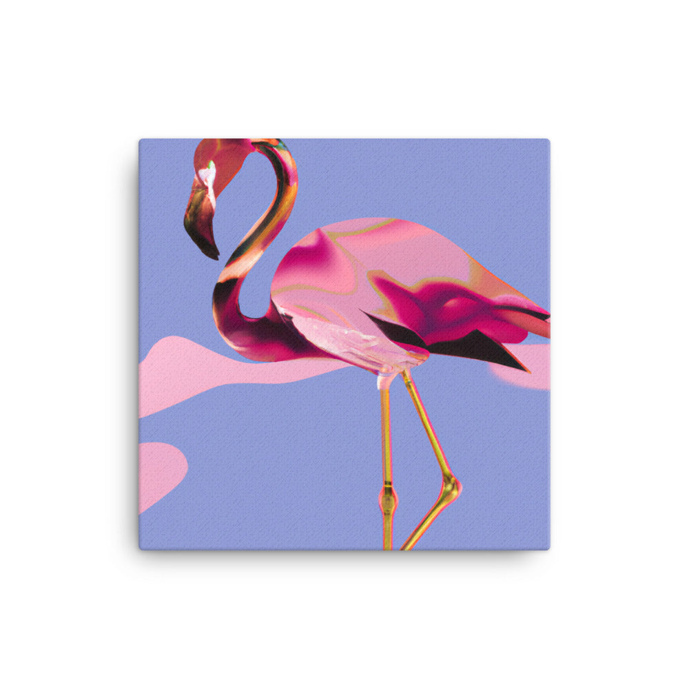 Flamingo blending into pink clouds