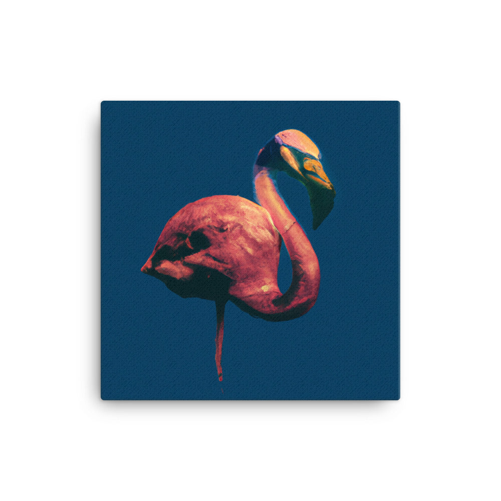 flamingo on dark blue