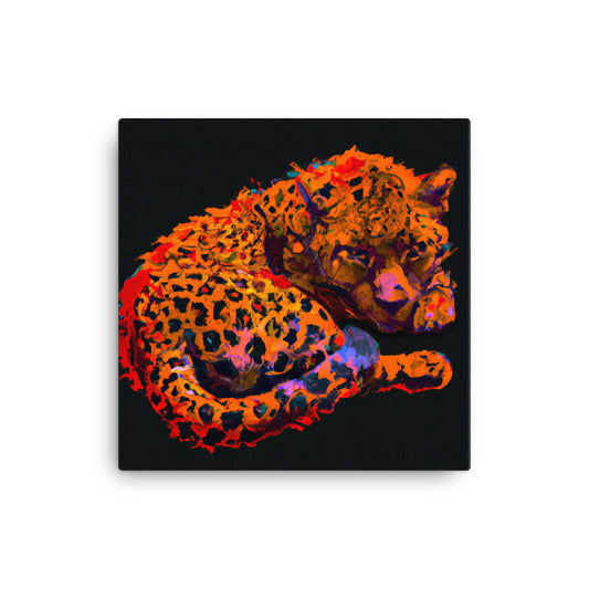 Sleeping leopard in orange